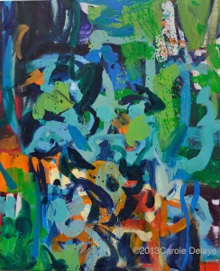 carole delaye, peinture abstraite, composition verte, avril 2013