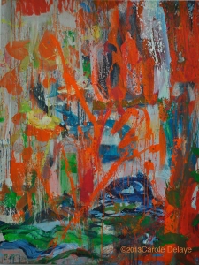 carole delaye, peinture abstraite, pluie orange, novembre 2013